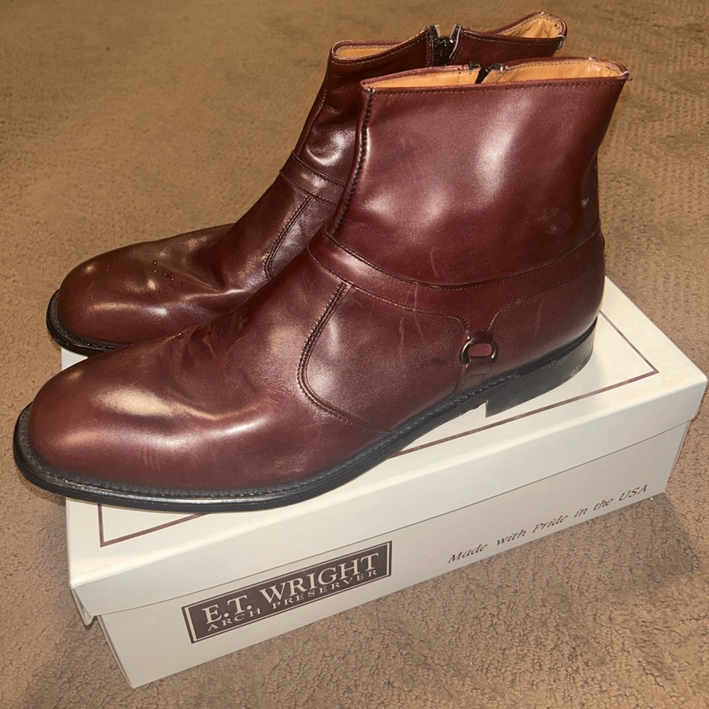 ET WRIGHT VINTAGE BURG DRESS BOOT 14 B NARROW